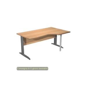 Scrivania angolare destra piano Faggio 160x60/80/100xh.72 cm gamba ad L metallo Antracite Presto Compact - 008K211/6/AF