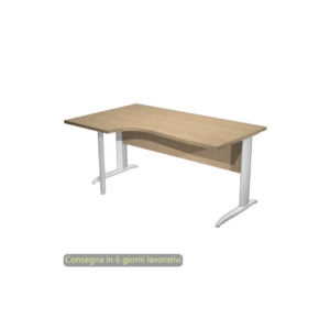 Scrivania angolare sinistra piano Rovere 160x60/80/100xh.72 cm gamba a L metallo Grigio - Presto Compact - 009K211/C/AA