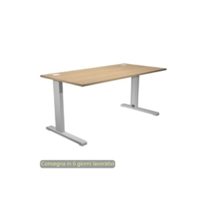 Scrivania piano Rovere 140x80xh.73 cm gamba ad L in metallo Grigio alluminio linea Flex Artexport - URB/T-140/C