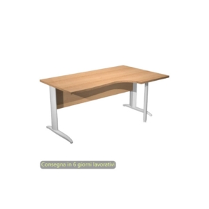 Scrivania angolare destra piano Faggio 160x60/80/100xh.72 cm gamba ad L metallo Bianco opaco Presto Compact 008K211/6/AN