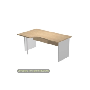 Scrivania angolare sinistra piano Rovere 160x60/80/100xh.72 cm gamba a pannello Grigia - Presto Compact - 009PAN11/C5