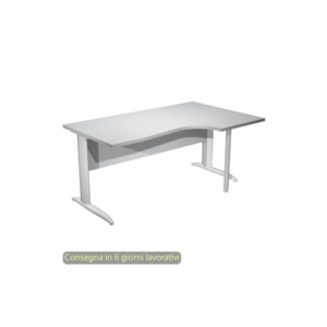 Scrivania angolare destra piano Grigio 160x60/80/100xh.72 cm gamba ad L metallo Grigio Presto Compact - 008K211/9/AA