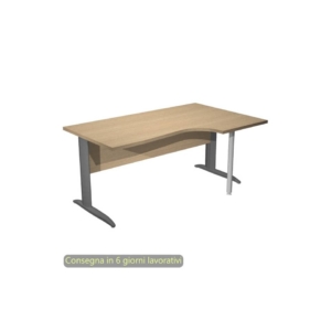 Scrivania angolare destra piano Rovere 160x60/80/100xh.72 cm gamba ad L metallo Antracite Presto Compact - 008K211/C/AF