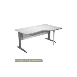 Scrivania angolare destra piano Grigio 160x60/80/100xh.72 cm gamba ad L metallo Antracite Presto Compact - 008K211/9/AF