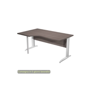 Scrivania angolare sinistra Frassino toscano 160x60/80/100xh.72 cm gamba a L metallo Grigio - Presto Compact - 009K211/F/AA