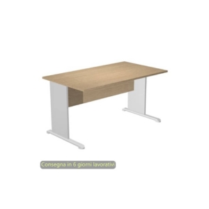Scrivania piano Rovere 120x80xh.72 cm gamba a pannello Grigia con piede metallico linea Presto Artexport 004L/C5