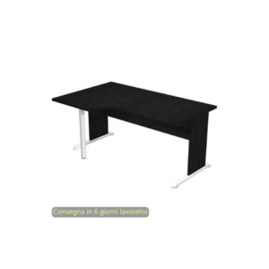 Scrivania angolare sinistra Nero venato frassino 160x60/80/100xh.72 cm gamba a pannello in melaminico Presto Compact - 009PAN11/8