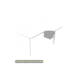 Scrivania angolare destra piano Bianco 160x60/80/100xh.72 cm gamba a pannello in melaminico Presto Compact - 008PAN11/3
