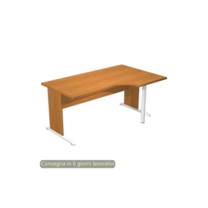 Scrivania angolare destra Noce chiaro 160x60/80/100xh.72 cm gamba a pannello e piede metallico Presto Compact 008L11/4