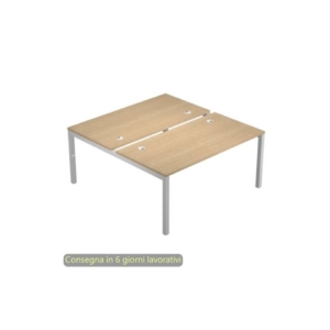 Scrivania bench doppia piano Rovere 160x168xh.72,5 cm gamba a ponte metallo Bianco Bridge Artexport - BENCH16/C-AM