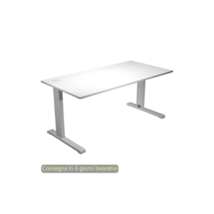 Scrivania piano Bianco 160x80xh.73 cm gamba ad L in metallo Grigio alluminio linea Flex Artexport - URB/T-160/3