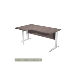 Scrivania angolare sinistra Frassino toscano 160x60/80/100xh.72 cm gamba a L metallo Bianco - Presto Compact 009K211/F/AN