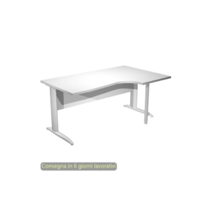 Scrivania angolare destra piano Bianco 160x60/80/100xh.72 cm gamba ad L metallo Grigio Presto Compact - 008K211/3/AA