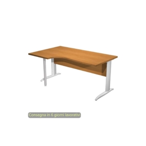 Scrivania angolare sinistra Noce chiaro 160x60/80/100xh.72 cm gamba a L metallo Grigio - Presto Compact - 009K211/4/AA