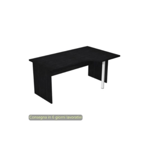 Scrivania angolare destra Nero Frassino 160x60/80/100xh.72 cm gamba a pannello in melaminico Presto Compact - 008PAN11/8