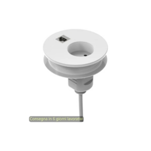 Slot passaspina Ø80 mm - presa shuko + slot con presa di rete RJ45 Bridge Artexport Bianco - 3-DEAA0002-EA