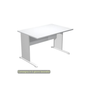Scrivania piano Bianco 120x80xh.72 cm gamba a pannello Grigia con piede metallico linea Presto Artexport 004L/35