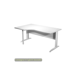 Scrivania angolare sinistra piano Bianco 160x60/80/100xh.72 cm gamba a L metallo Bianco Presto Compact - 009K211/3/AN
