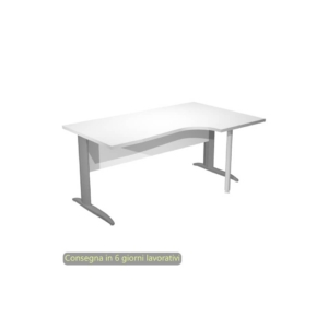 Scrivania angolare destra piano Bianco 160x60/80/100xh.72 cm gamba ad L metallo Antracite Presto Compact - 008K211/3/AF