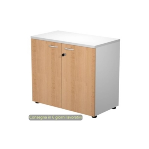 Mobile basso con serratura Presto 80x44xh.72 cm - struttura Grigia Artexport ante Faggio - 530-67M/6