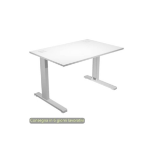 Scrivania piano Bianco 120x80xh.73 cm gamba ad L in metallo Grigio alluminio linea Flex Artexport - URB/T-120/3