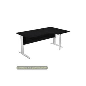 Scrivania angolare destra Nero venato frassino 160x60/80/100xh.72 cm gamba ad L metallo Bianco opaco Presto Compact 008K211/8/AN