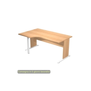 Scrivania angolare sinistra piano Faggio 160x60/80/100xh.72 cm gamba a pannello e piede metallico Presto Compact 009L11/6