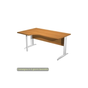 Scrivania angolare sinistra Noce chiaro 160x60/80/100xh.72 cm gamba a L metallo Bianco - Presto Compact 009K211/4/AN