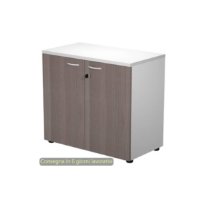Mobile basso con serratura Presto 80x44xh.72 cm - struttura Grigia Artexport ante Frassino toscano