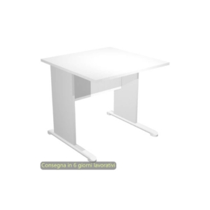 Scrivania piano Bianco 80x80xh.72 cm gamba a pannello Grigia con piede metallico linea Presto Artexport 001L/35