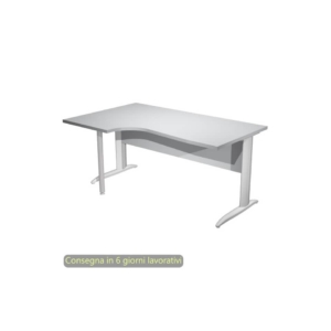 Scrivania angolare sinistra piano Grigio 160x60/80/100xh.72 cm gamba a L metallo Grigio - Presto Compact - 009K211/9/AA