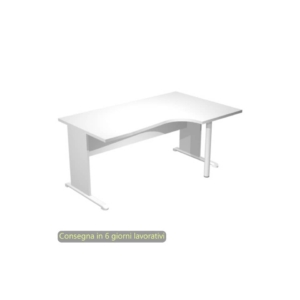Scrivania angolare destra piano Grigio 160x60/80/100xh.72 cm gamba a pannello e piede metallico Presto Compact 008L11/9