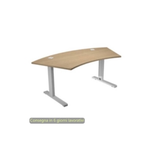 Scrivania direzionale piano sagomato Rovere 190x96xh.73 cm gamba ad L metallo Grigio Flex Direction - BMNG-URB/T/C