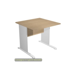 Scrivania piano Rovere 80x80xh.72 cm gamba a pannello Grigia con piede metallico linea Presto Artexport 001L/C5
