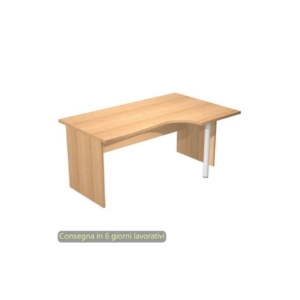 Scrivania angolare destra piano Faggio 160x60/80/100xh.72 cm gamba a pannello in melaminico Presto Compact - 008PAN11/6