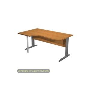 Scrivania angolare sinistra Noce chiaro 160x60/80/100xh.72 cm gamba a L metallo Antracite - Presto Compact 009K211/4/AF