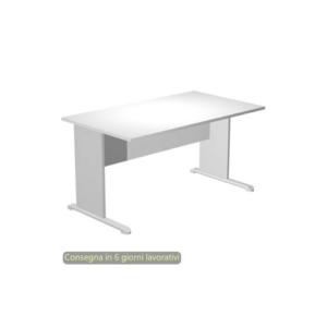 Scrivania piano Bianco 140x80xh.72 cm gamba a pannello Grigia con piede metallico linea Presto Artexport 002L/35