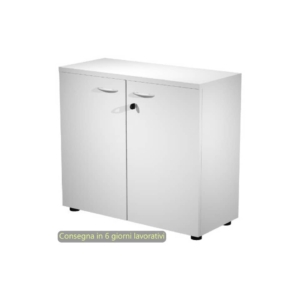 Mobile basso con ante in melaminico con serratura 80x35xh.72 cm Presto Artexport Bianco - 030-67M/3