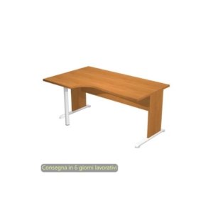 Scrivania angolare sinistra Noce chiaro 160x60/80/100xh.72 cm gamba a pannello e piede metallico Presto Compact 009L11/4