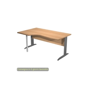 Scrivania angolare sinistra piano Faggio 160x60/80/100xh.72 cm gamba a L metallo Antracite - Presto Compact 009K211/6/AF