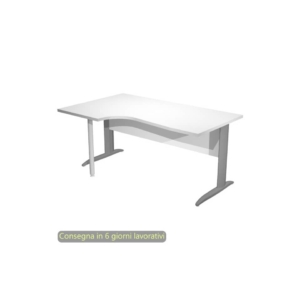 Scrivania angolare sinistra piano Bianco 160x60/80/100xh.72 cm gamba a L metallo Antracite - Presto Compact 009K211/3/AF