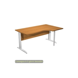 Scrivania angolare destra Noce chiaro 160x60/80/100xh.72 cm gamba ad L metallo Grigio Presto Compact - 008K211/4/AA