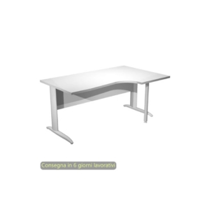 Scrivania angolare destra piano Bianco 160x60/80/100xh.72 cm gamba ad L metallo Bianco opaco Presto Compact 008K211/3/AN