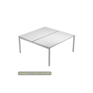 Scrivania bench doppia piano Grigio 120x164xh.72,5 cm gamba a ponte metallo Grigio Presto Venere Plus 664B-NOPAR/4