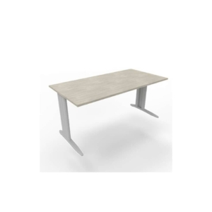 Scrivania piano cemento 160x80xh.75 cm gamba a L in acciaio Argento linea Practika P1 Quadrifoglio - ECSMT160-CL-A