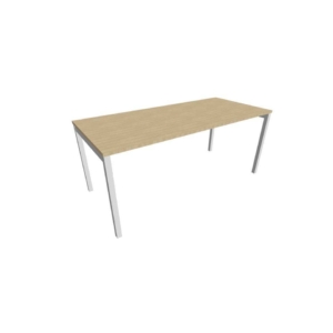 Scrivania piano Rovere 180x80xh.75 cm gamba a ponte in acciaio Argento linea Practika P3 Quadrifoglio - ECSPT180-RK-A