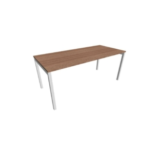 Scrivania piano Noce canaletto 180x80xh.75 cm gamba a ponte in acciaio Argento linea Practika P3 ECSPT180-NO-A