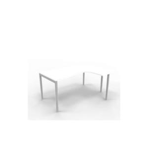 Scrivania angolare destra piano Bianco 160x120xh.75 cm gamba a ponte in acciaio Argento linea Practika P3 ECSPT16D-BA-A