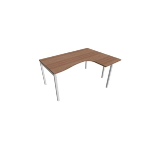 Scrivania angolare destra piano Noce canaletto 160x120xh.75 cm gamba a ponte in acciaio Argento linea Practika P3