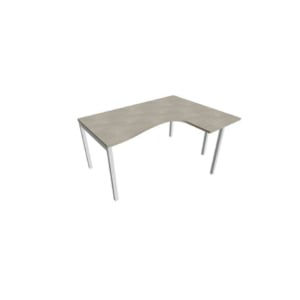Scrivania angolare destra piano cemento 160x120xh.75 cm gamba a ponte in acciaio Argento linea Practika P3 ECSPT16D-CL-A